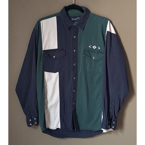 Vintage Men’s Wrangler Western Shirt M Brushpopper Yoke Pearl Snaps - Picture 1 of 5